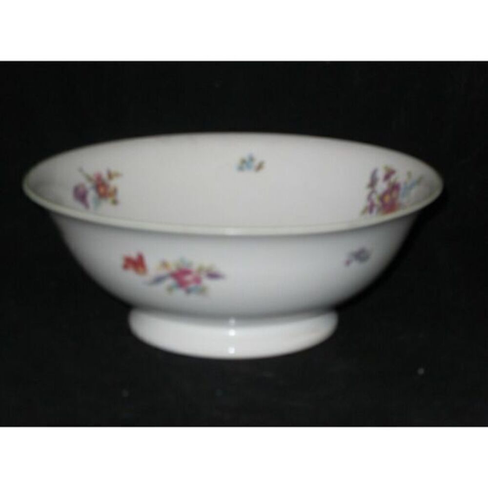 Syracuse Old Haarlem Round Vegetable Serving‎ Bowl Green Trim Flowers Harlem